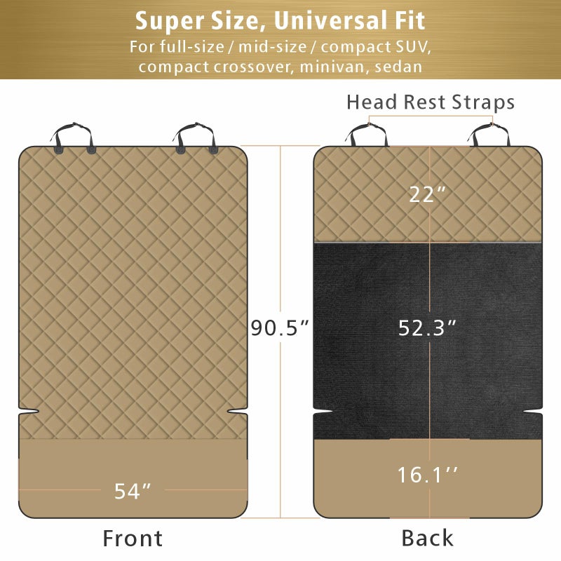 F-color SUV Cargo Liner for Dogs, Water Resistant Pet Cargo Cover Dog Seat Cover Mat for SUVs Sedans Vans with Bumper Flap Protector, Non-Slip, Large Size Universal Fit, Khaki - Image 2